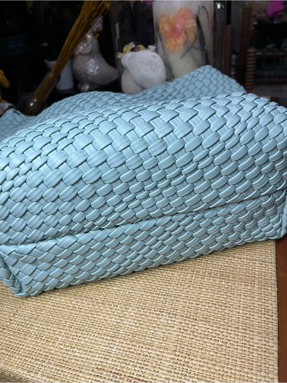 New! Rachel Zoe Woven Hobo Bag with Matching Pouch - Mint Green